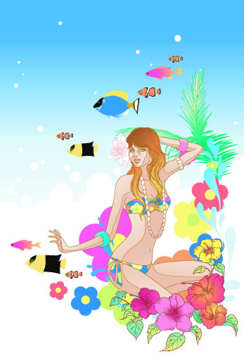 beautiful cartoon fashion crush 04 vector