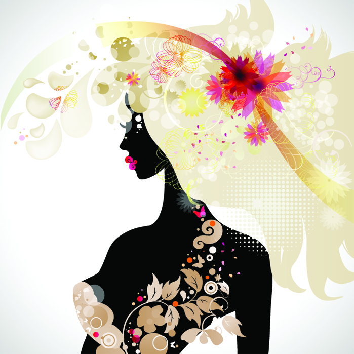 beautiful fashionable silhouette 03 vector