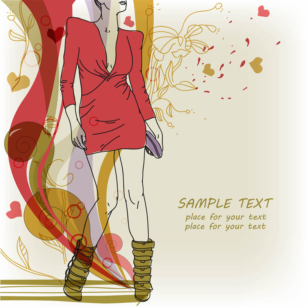 beautiful handpainted fashion illustrator 05 vector