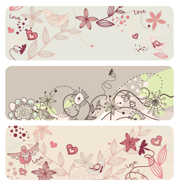 fashion cute bird flowers vector 2