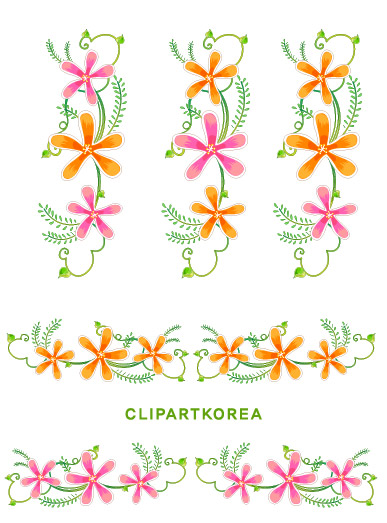 colorful flowers fruits and butterfly vector illustration