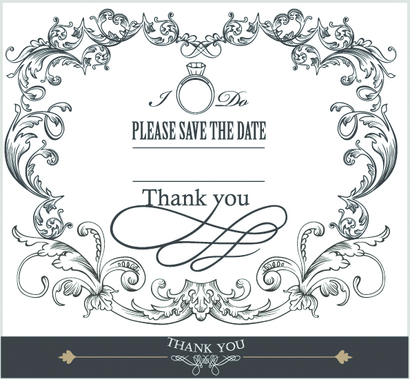 wedding card decor template elegant european symmetric design