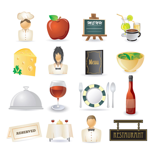 restaurant design elements colorful modern symbols sketch