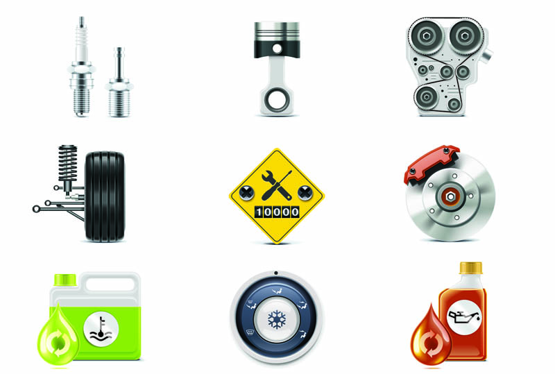 car service icons shiny colored modern symbols sketch