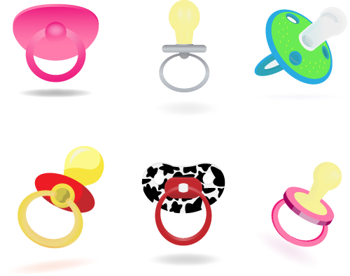 pacifier icons colored 3d design