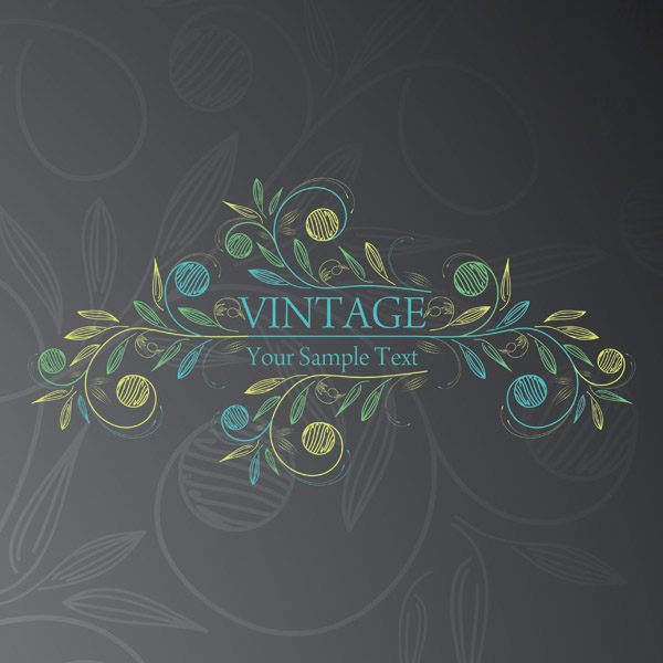 vintage background colored handdrawn sketch flowers icon