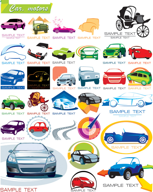 vehicles logotypes collection modern vintage icons colorful design