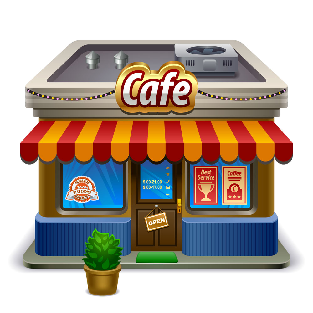 cafe shop architecture template contemporary 3d sketch