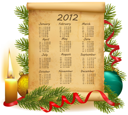 2012 calendar banner elegant xmas elements modern classic