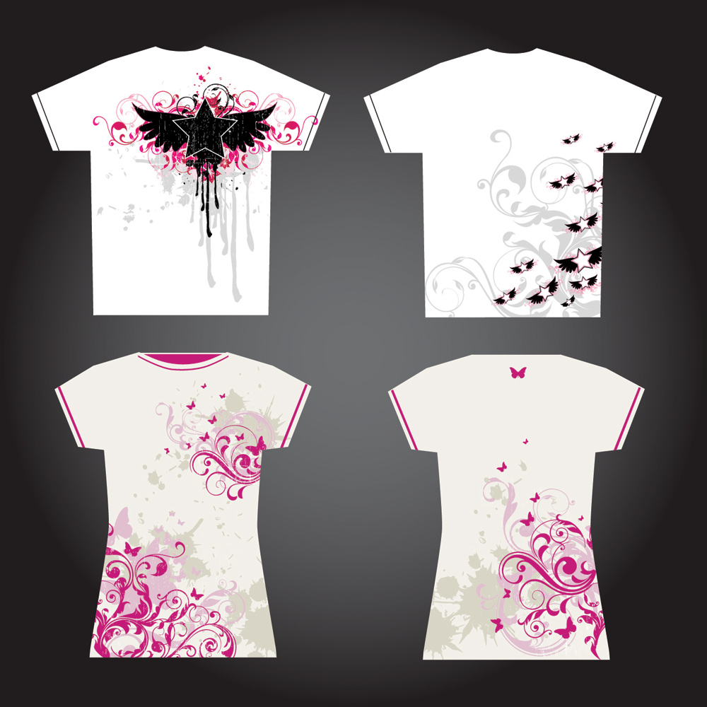 woman tshirt templates grunge floral cures decor