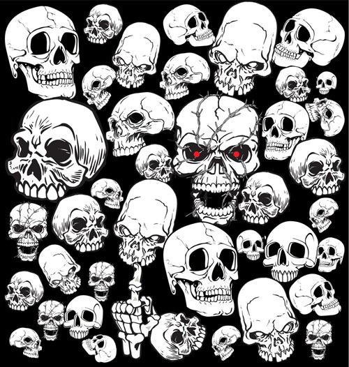 skull tattoo templates horror design handdrawn outline