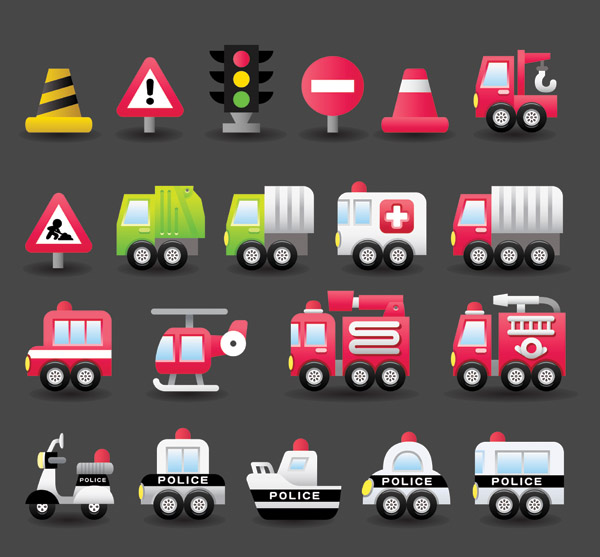 traffic design elements vehicles sign sketch flat modern