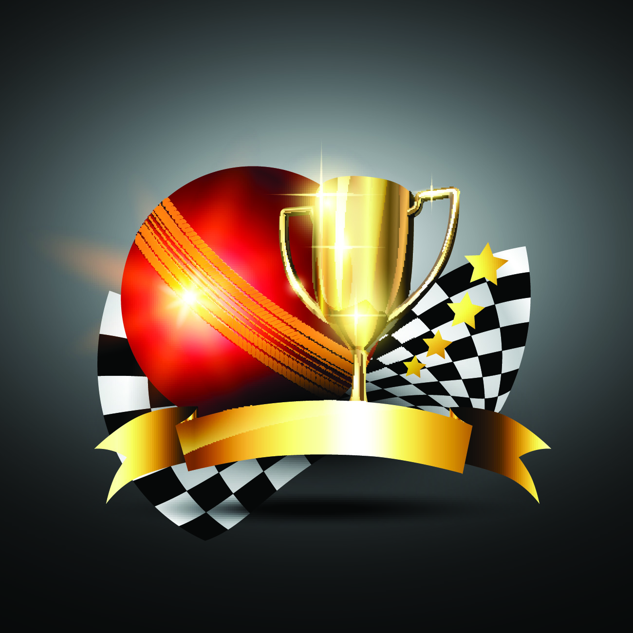 championship background sparkling trophy checkered flag ribbon decor