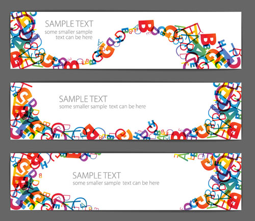 education banner templates dynamic colorful alphabet elements