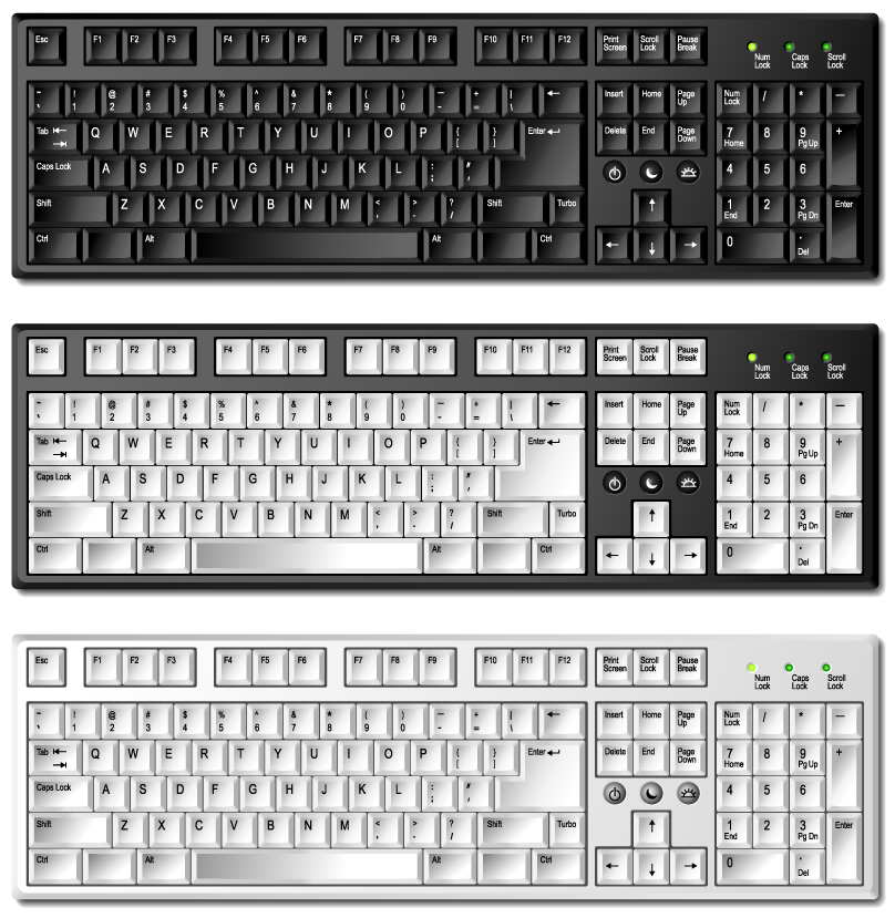 computer keyboard icons shiny realistic contemporary sketch