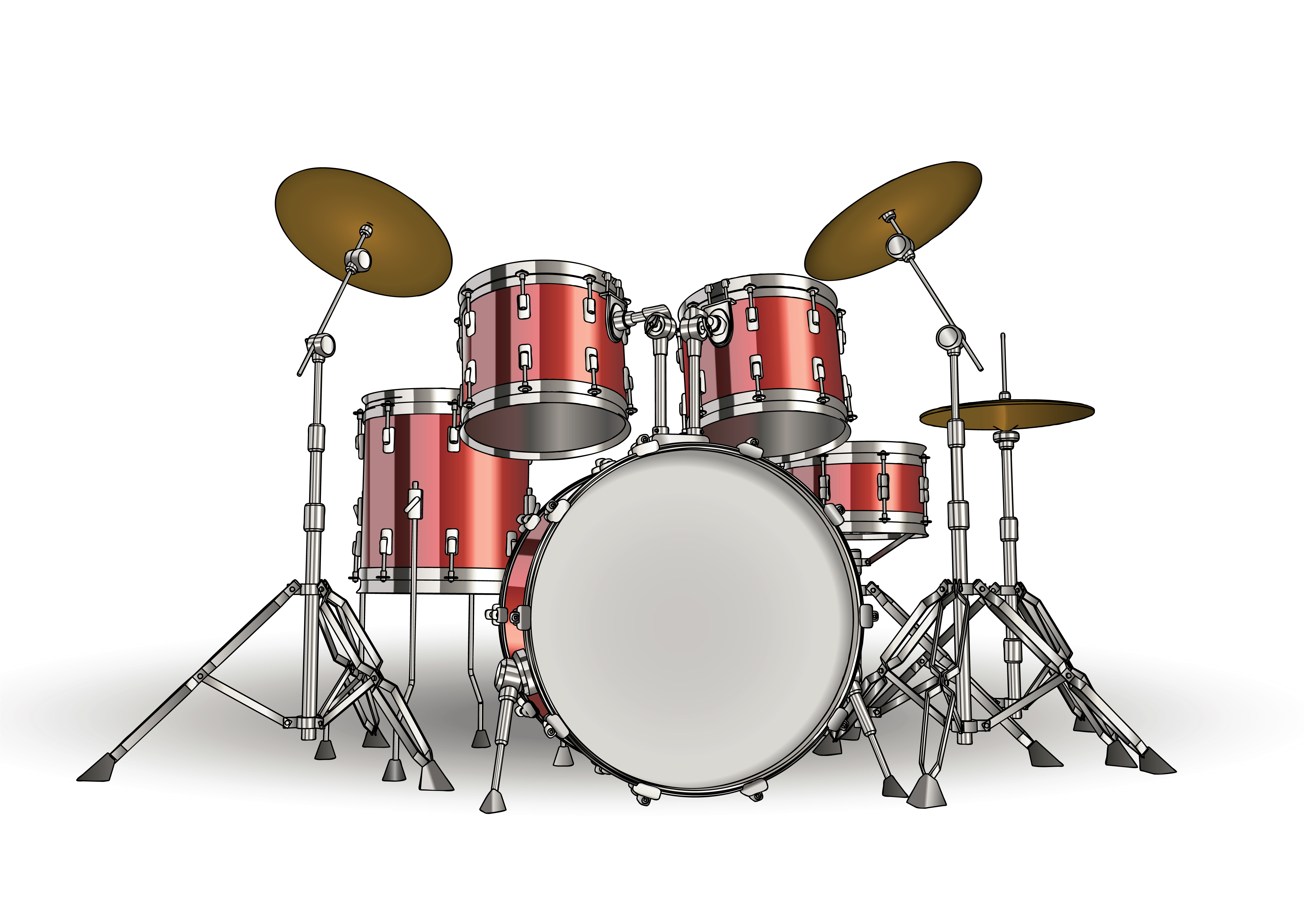 drum instrument icon shiny colored modern 3d sketch