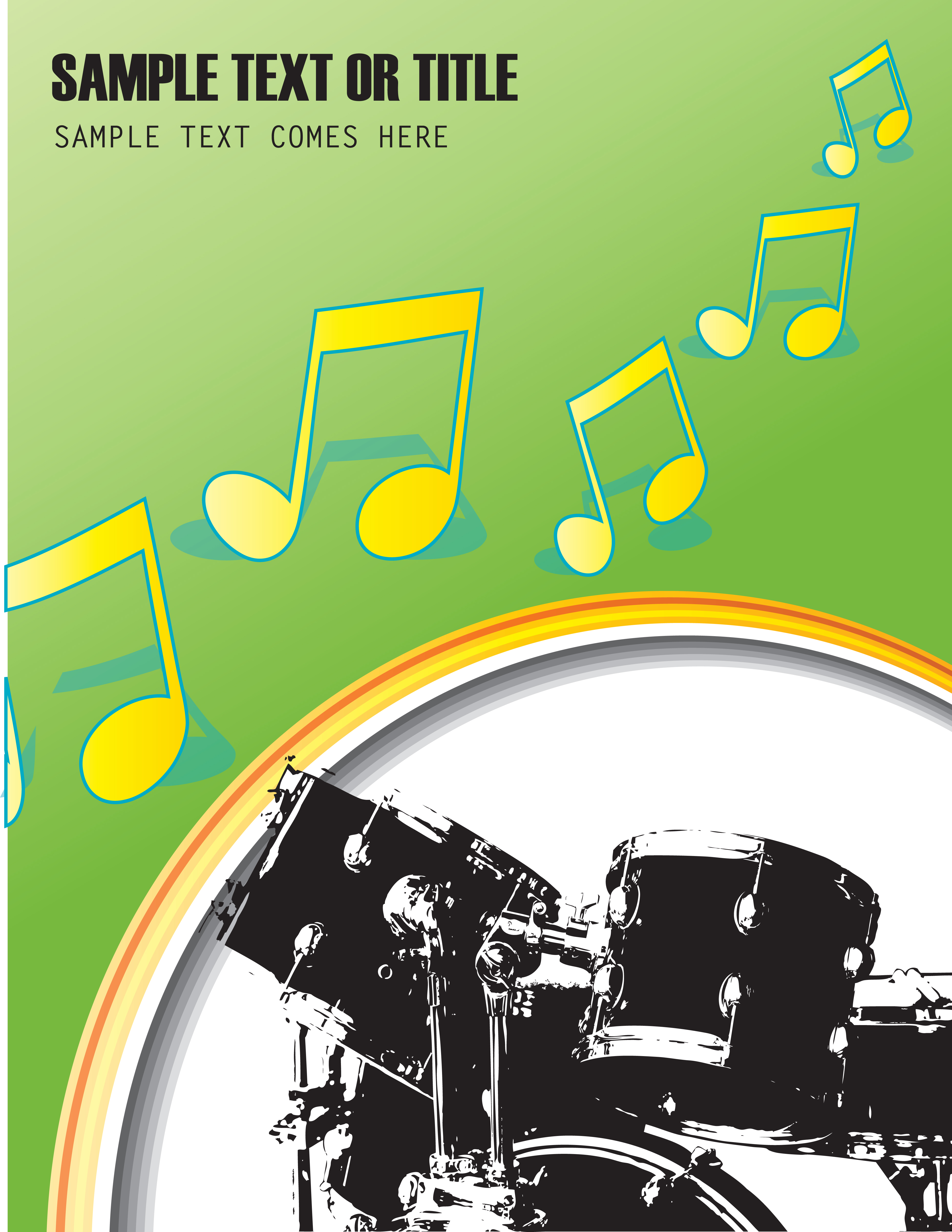 music banner template drum instrument notes decor