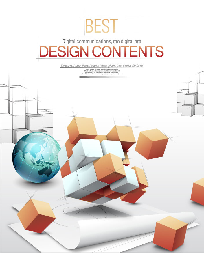 business background template modern dynamic 3d cubes globe