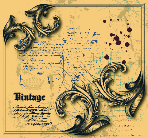 ancient document background european vintage grunge design