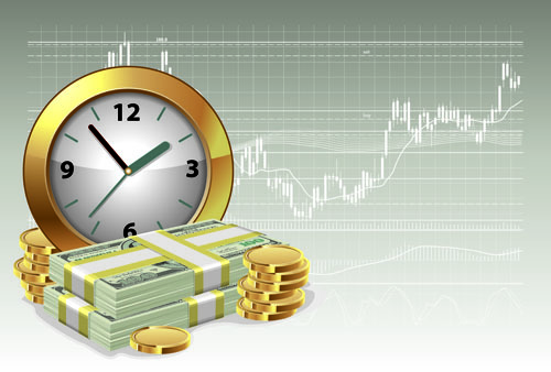 time manage concept background modern 3d clock money