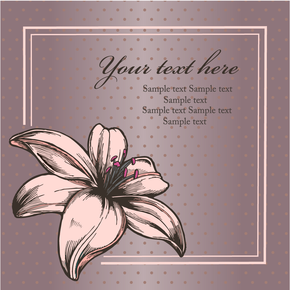 lily card background elegant classic petal sketch