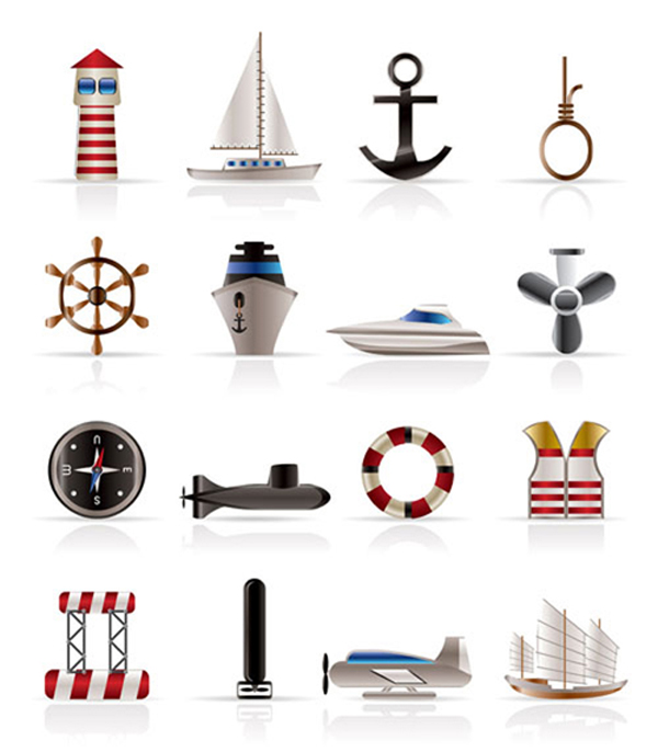 maritime design elements shiny modern symbols sketch