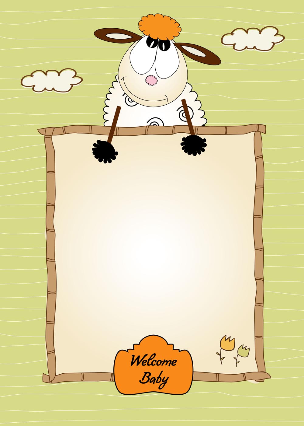 baby background template cute cartoon sheep handdrawn sketch