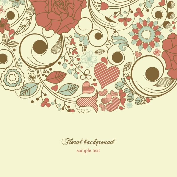 floral background template elegant flat handdrawn classic design