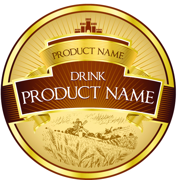 agricultural product label template shiny golden rice field