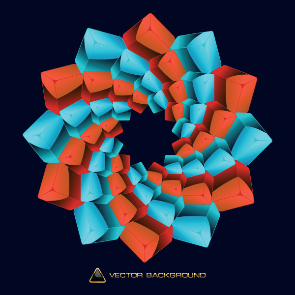 geometry background red blue 3d cubic sketch