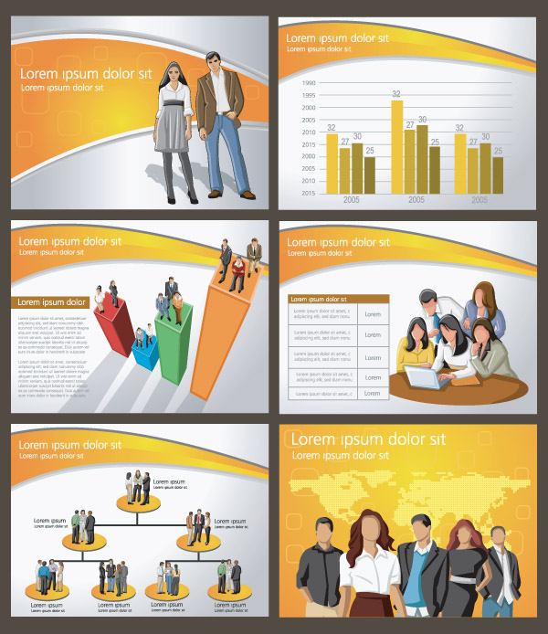 business presentation template staffs charts elements decor