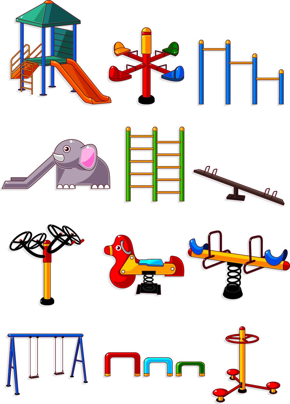 playground toys icons colorful modern sketch