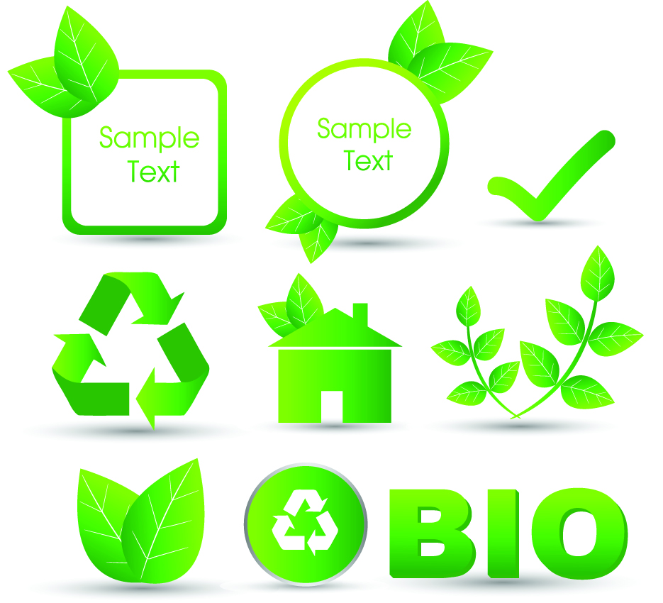 biological icons shiny modern green shapes sketch