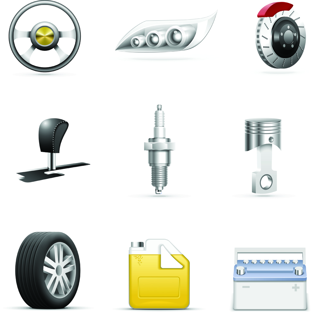 car services icons modern 3d objects sketch