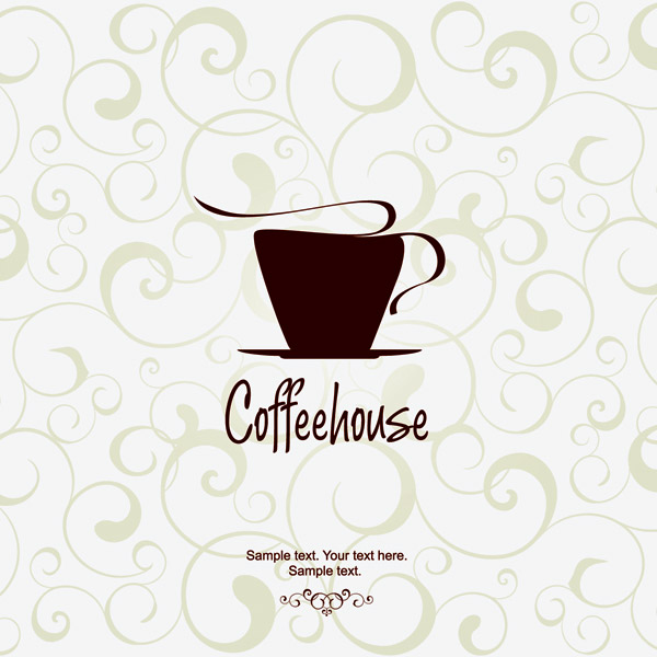 coffee advertising background elegant flat classic cup sketch