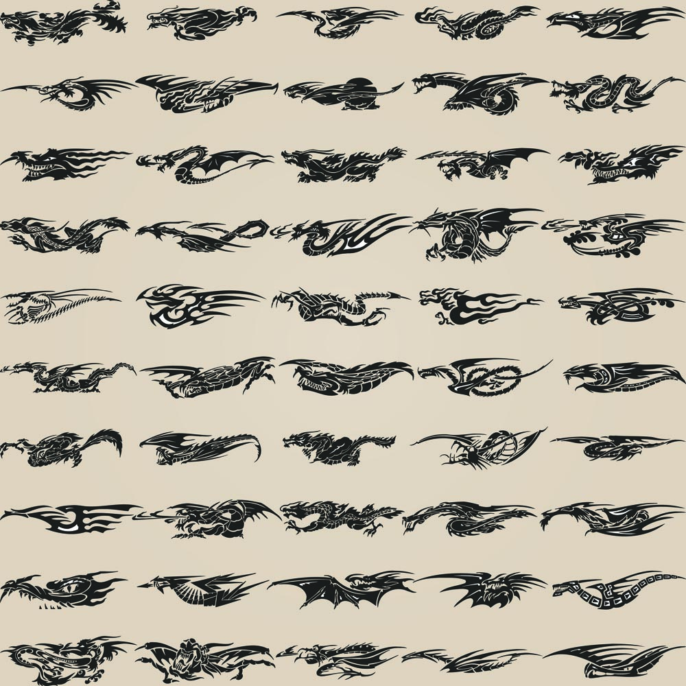 dragon icons collection classical handdrawn sketch