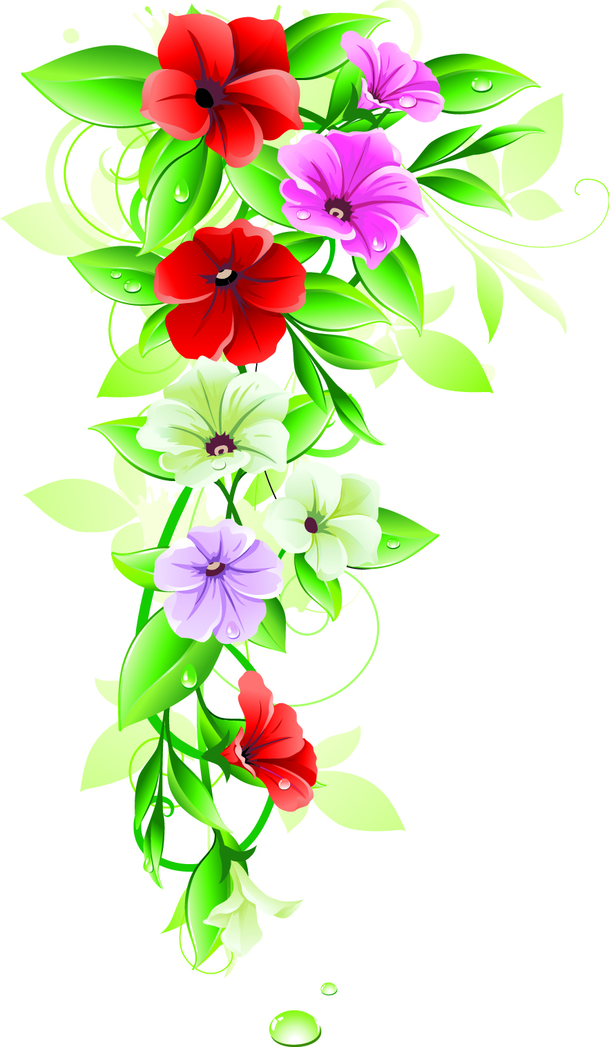 flowers background bright colorful modern design blooming sketch