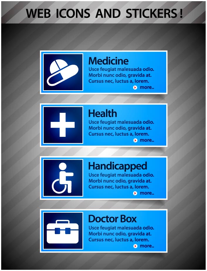 medical signboard stickers templates flat symbols sketch