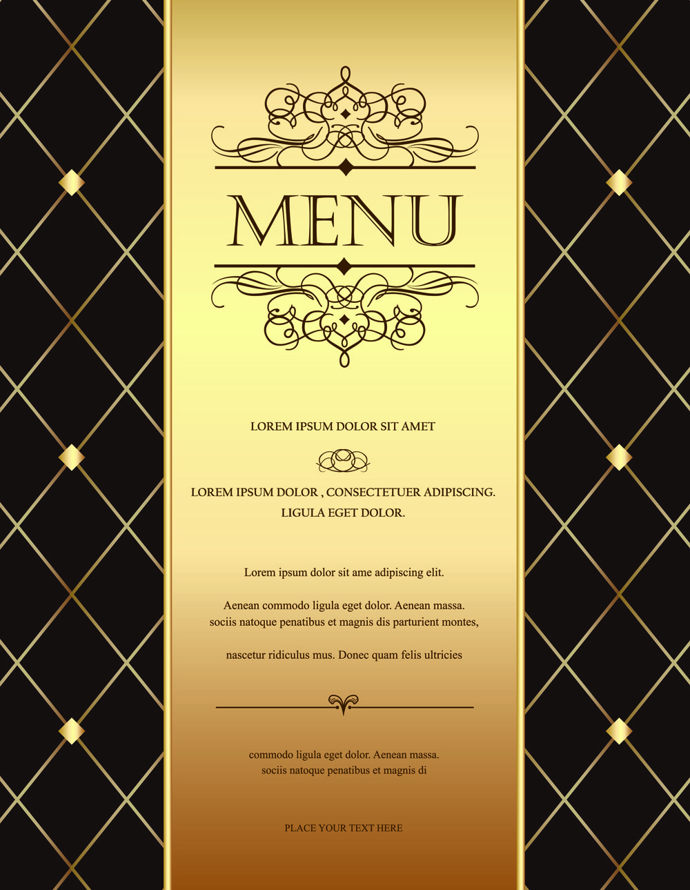 menu cover template elegant luxury brown golden decor