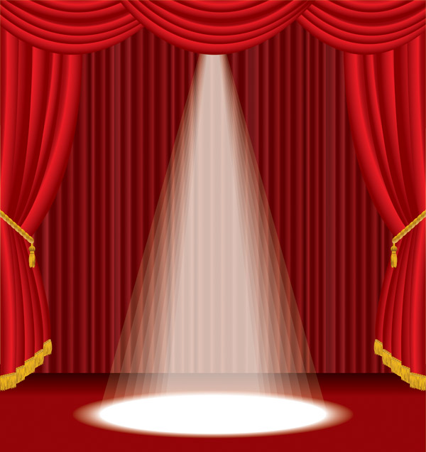 stage background elegant brilliant red curtain spotlight decor