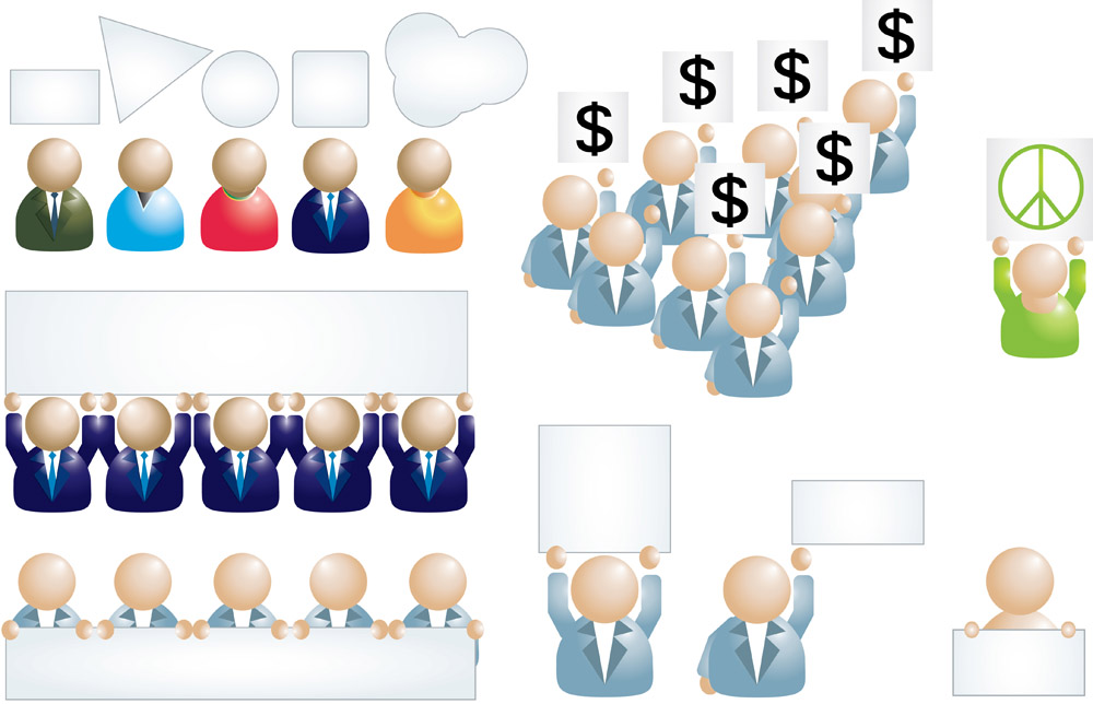 business people icons shiny colored modern sketch