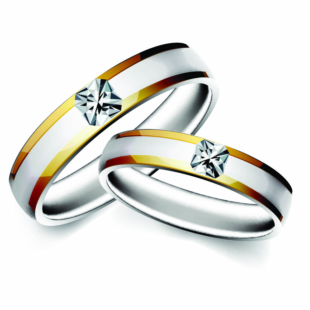 wedding rings icons shiny diamond decor 3d sketch