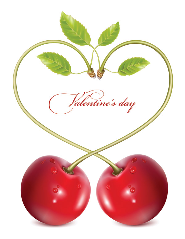 valentine background cherry heart shape decor realistic design