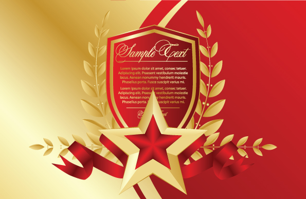 anniversary poster golden red elegant star wreath shield