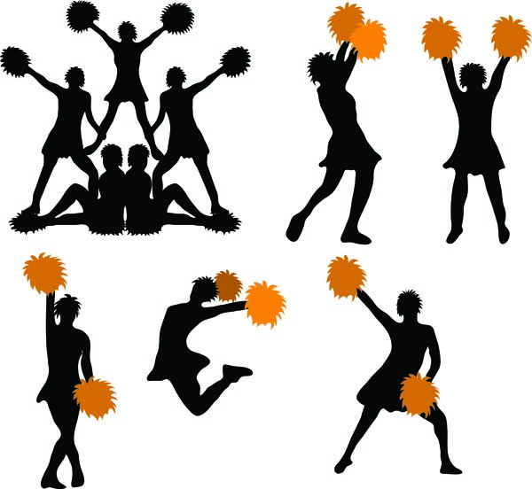 sports supporter icons dyanamic silhouette sketch