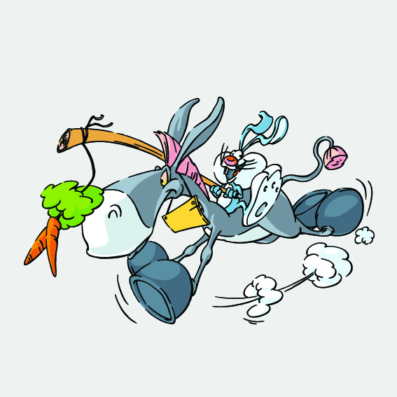 fable tale background funny rabbit donkey sketch