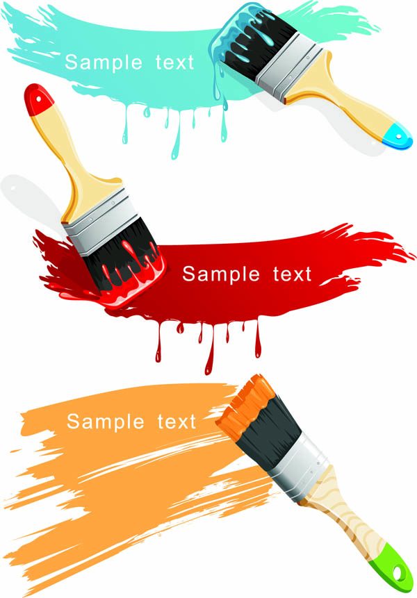 paint brush icons colors grunge decor