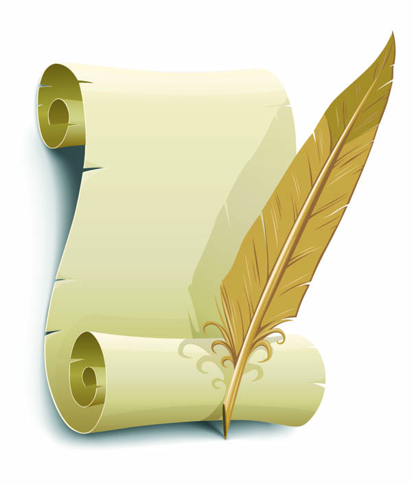 diploma template vintage 3d paper scroll feather sketch