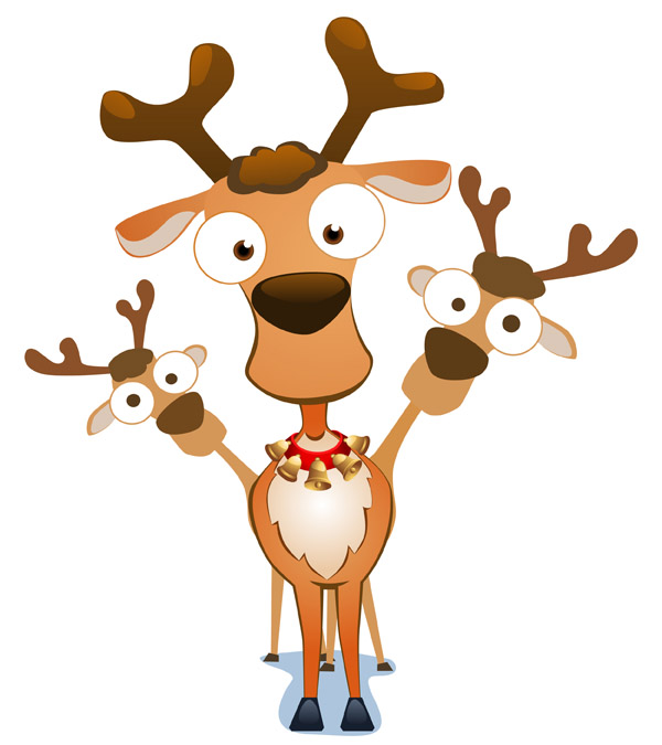 christmas reindeer icons cute funny cartoon sketch