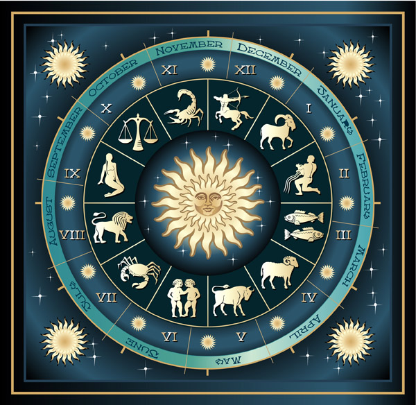 zodiac background templates colored flat symbols decor